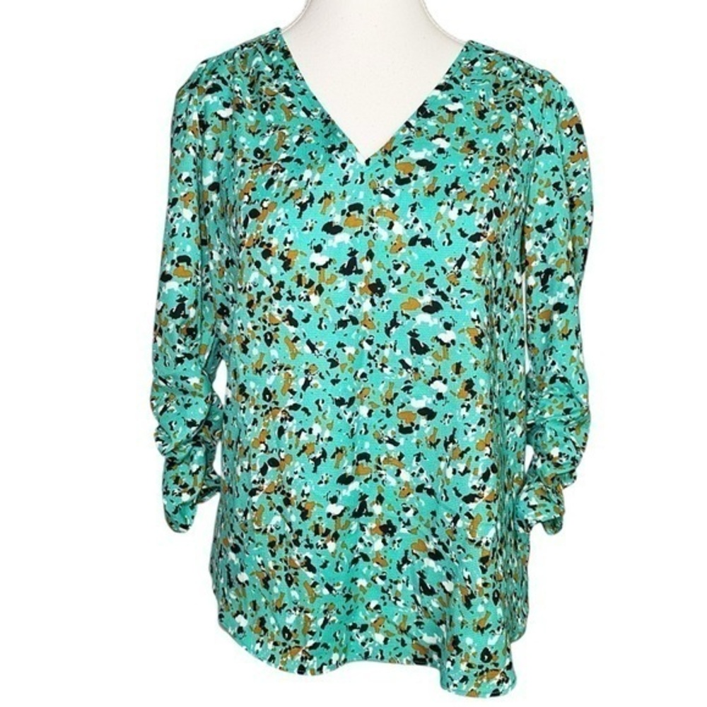 Joie Green V-Neck 3/4 Sleeve Blouse